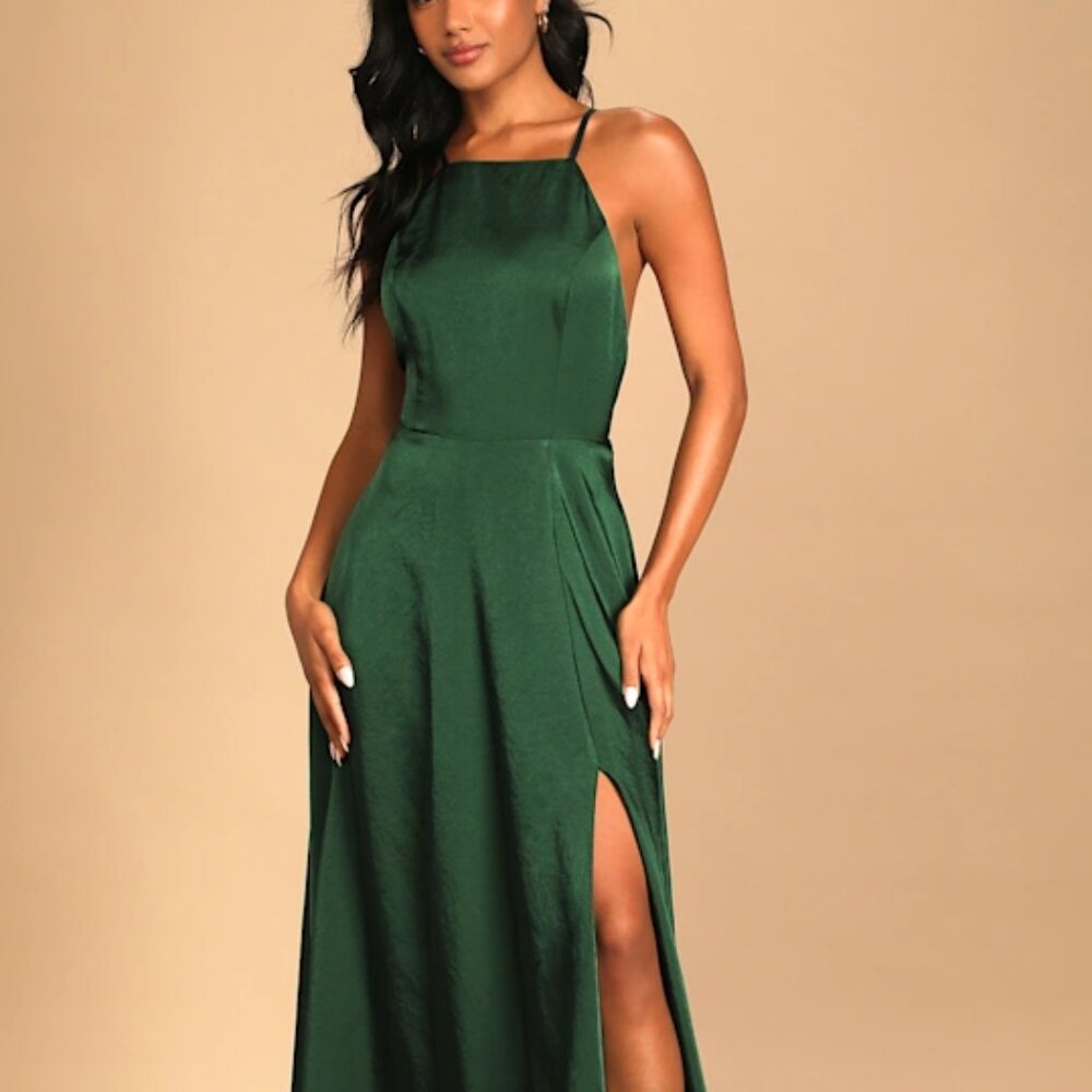 Lulu's Strapless Dark Green Dress